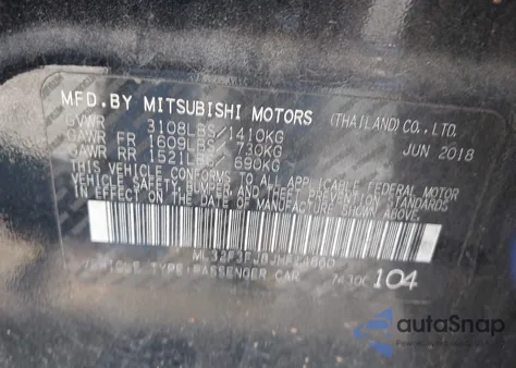 2018 Mitsubishi Mirage G4 Es z USA, uszkodzony, nr VIN ML32F3FJ8JHF14860